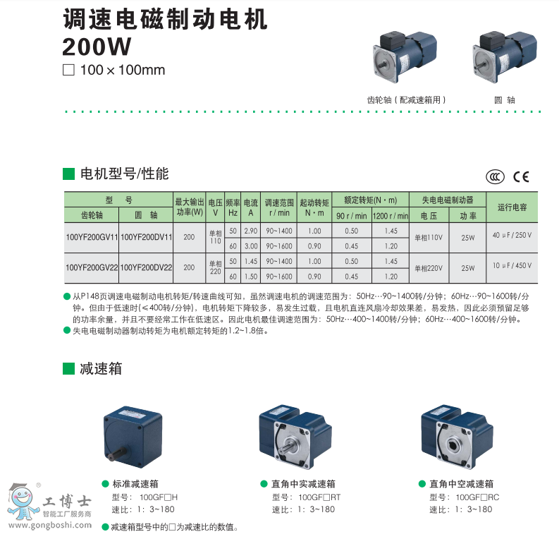 200W調(diào)速電磁制動電機